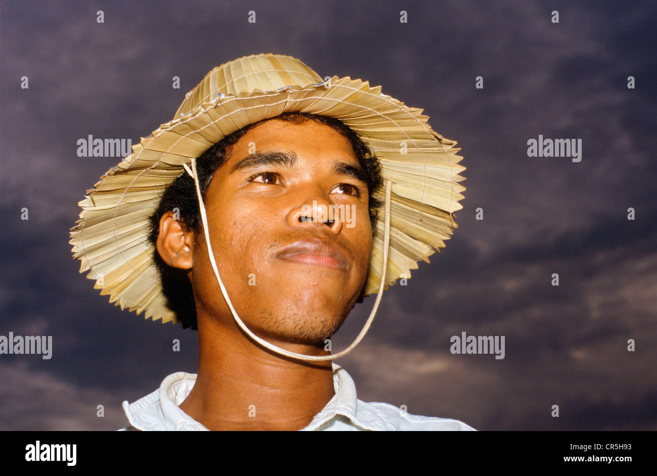 Cyclo rickshaw driver after a hard day's work in Pnom Penh, Cambodia, Southeast Asia Stock Photo