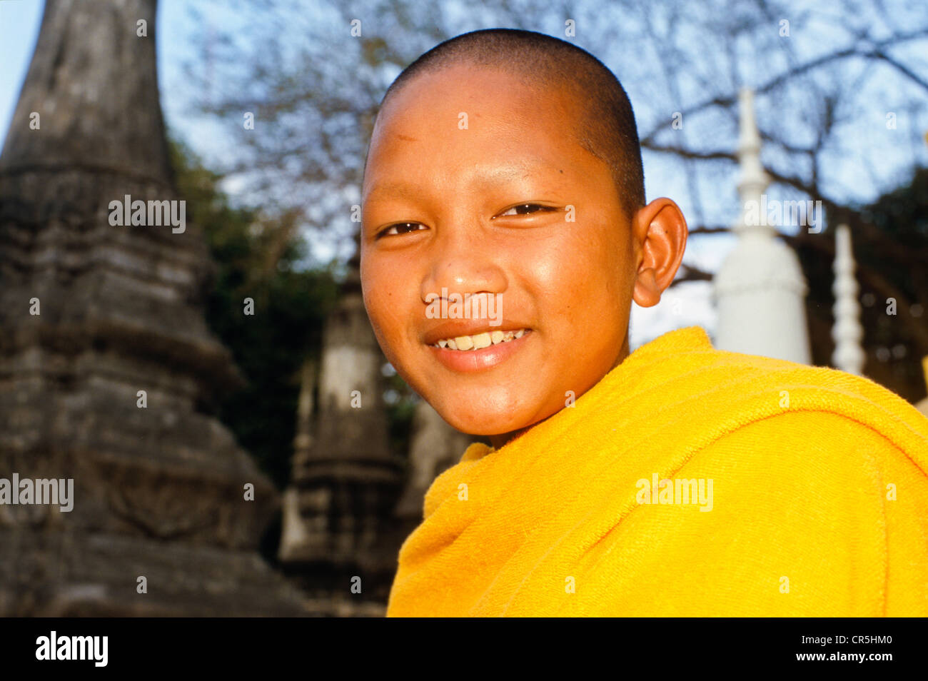 Monk living at Wat Bo, Siem Reap, Cambodia, Southeast Asia Stock Photo