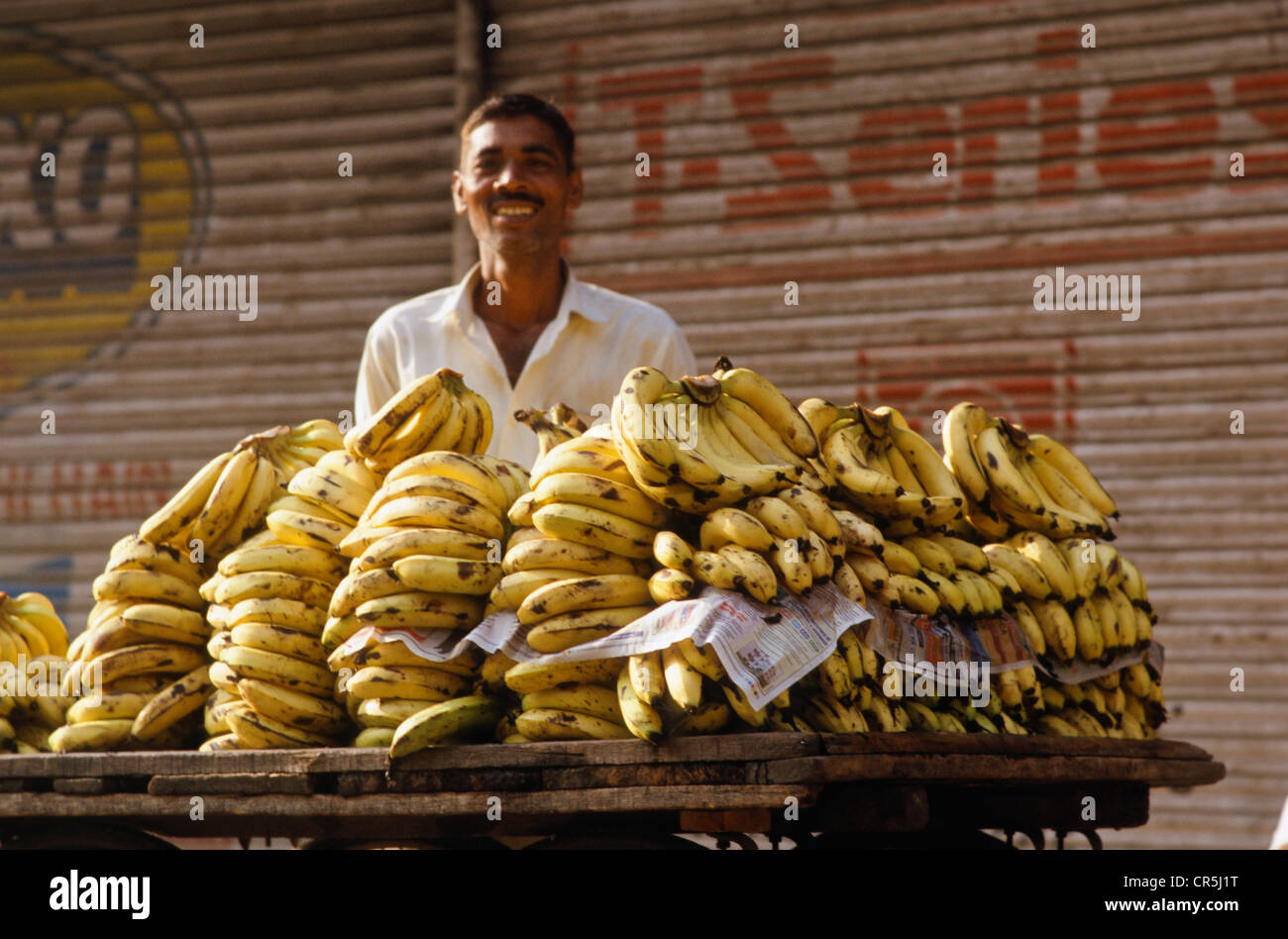 Street vendor selling bananas, New Delhi, India, Asia Stock Photo