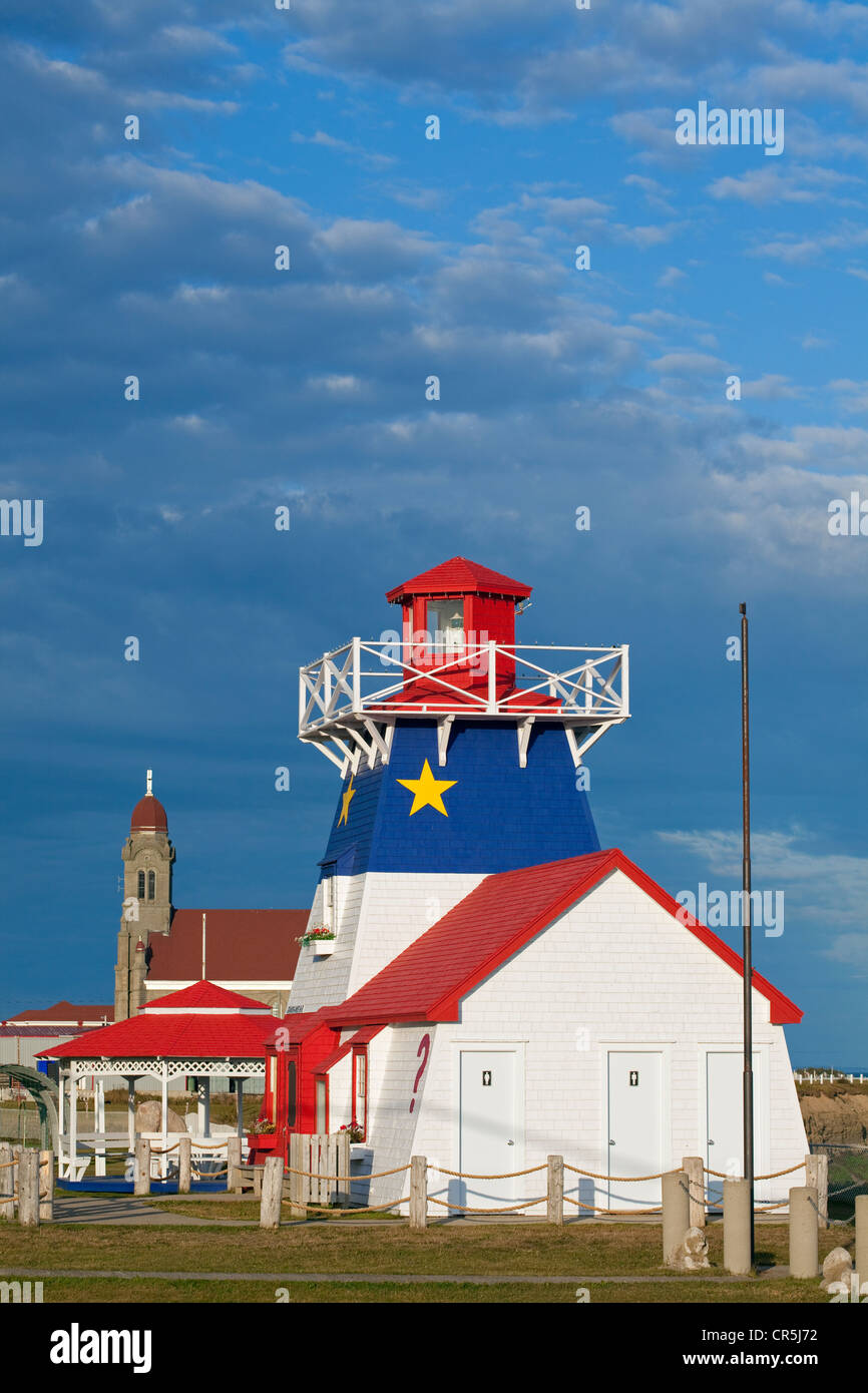 Canada, New Brunswick, Acadia, Grande Anse, lighthouse with Acadian colours Stock Photo