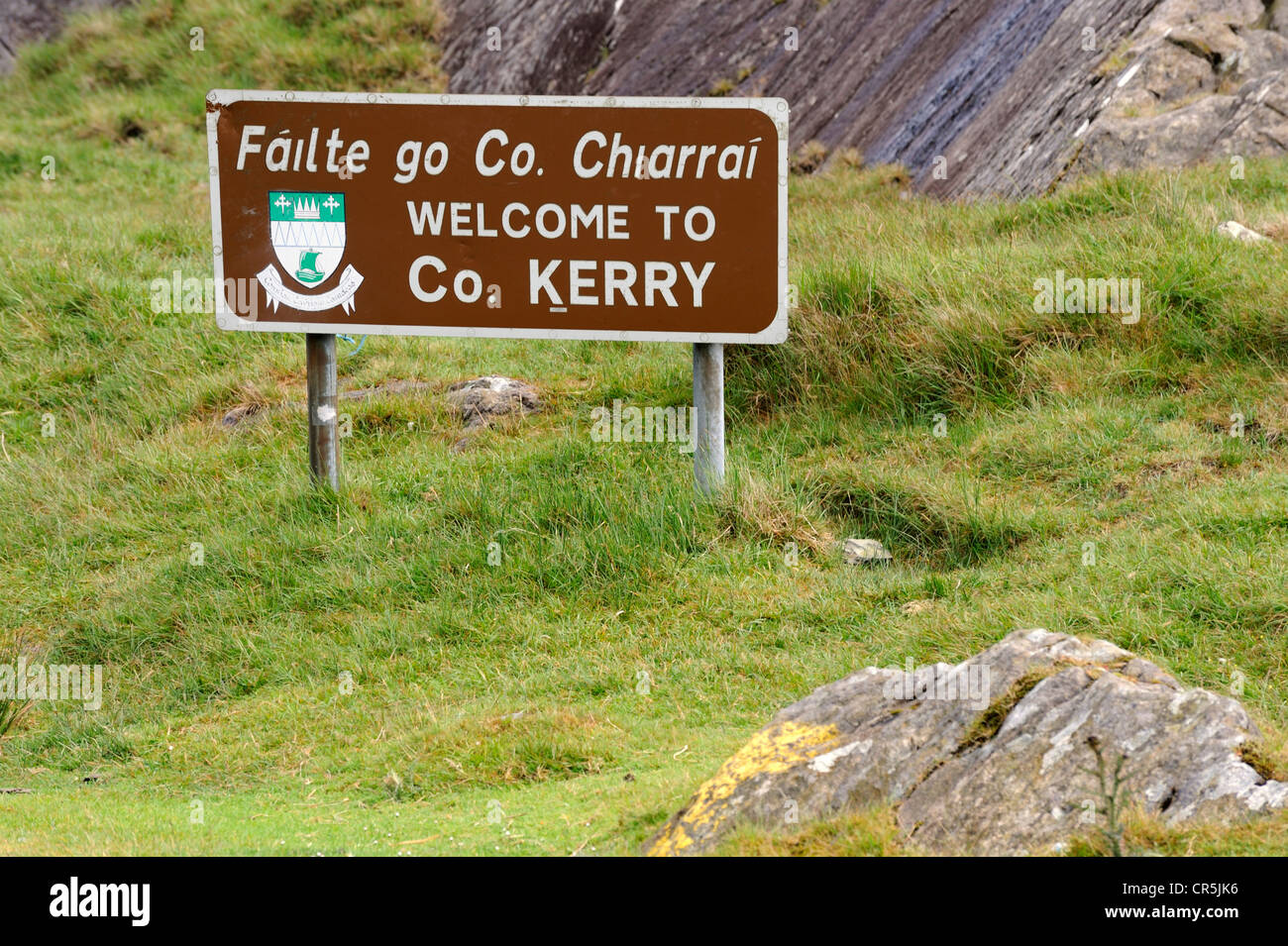 Co Kerry sign, Healy Pass, West Cork, Ireland Stock Photo