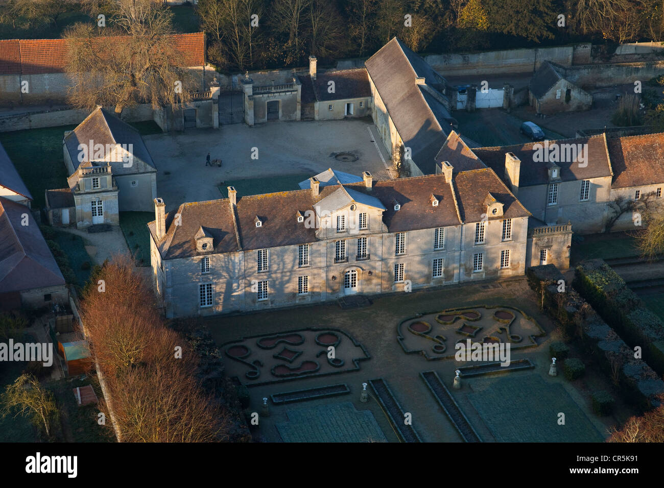France, Calvados, Beny sur Mer, castle of the 17th century (aerial view) Stock Photo