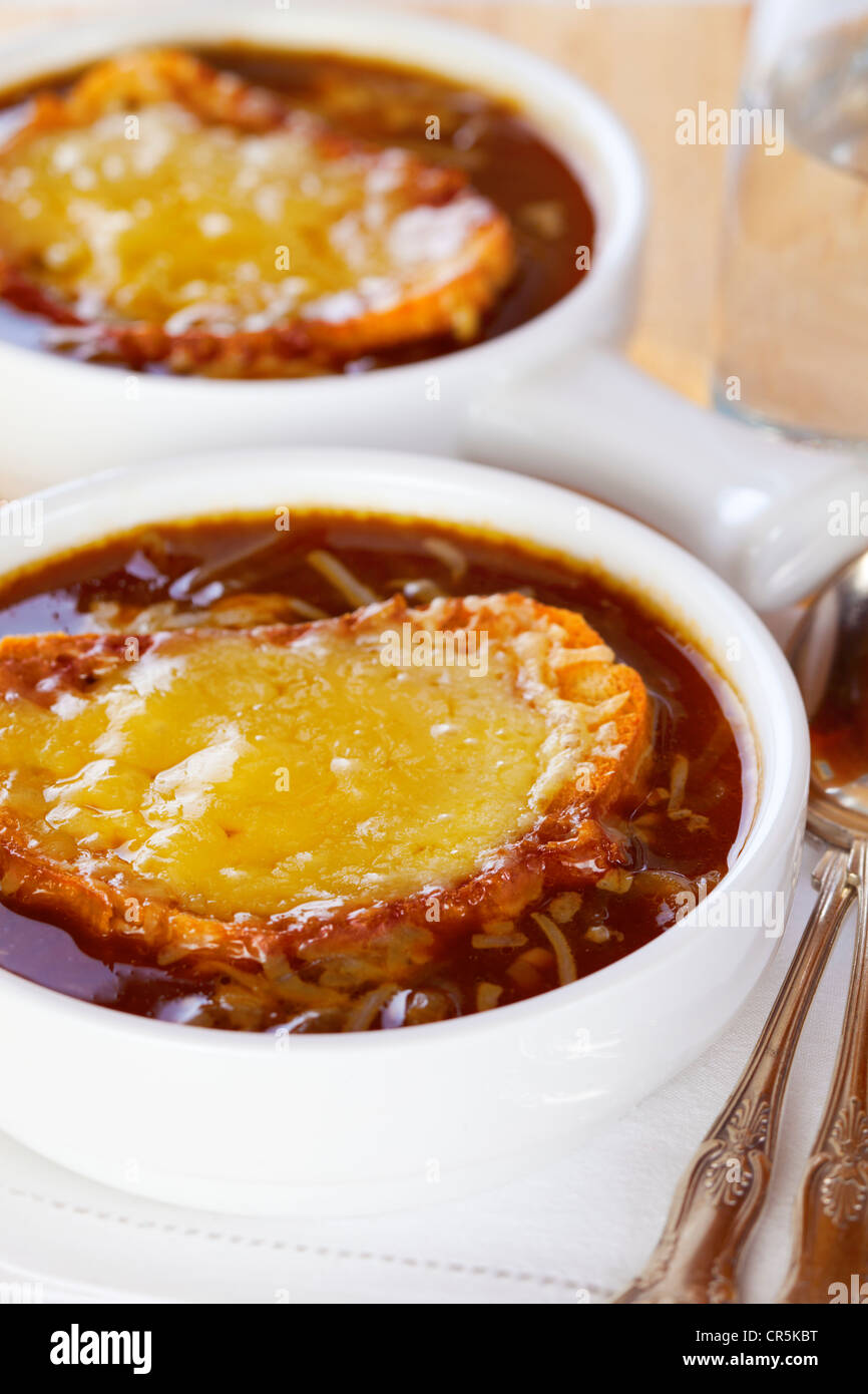 Famous French dish, French onion soup Stock Photo - Alamy