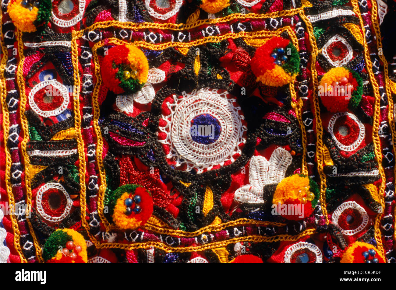 Embroidery from the villages in central Gujarat which are famous for the different styles of embroidery, , India, Asia Stock Photo