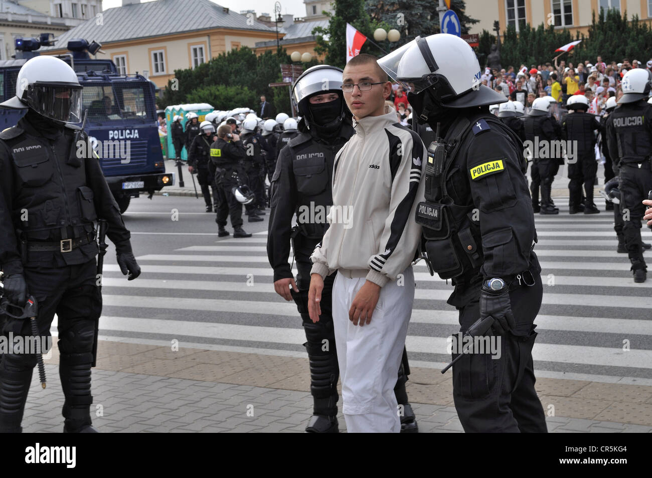 Soccer fan and riot police at Euro 2012 Stock Photo Alamy
