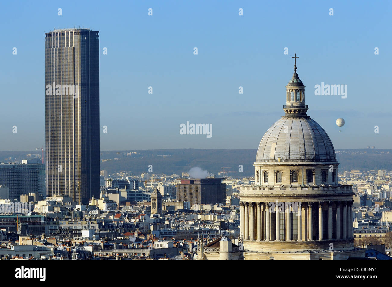 France, Paris, the Pantheon and Montparnasse Tower Stock Photo