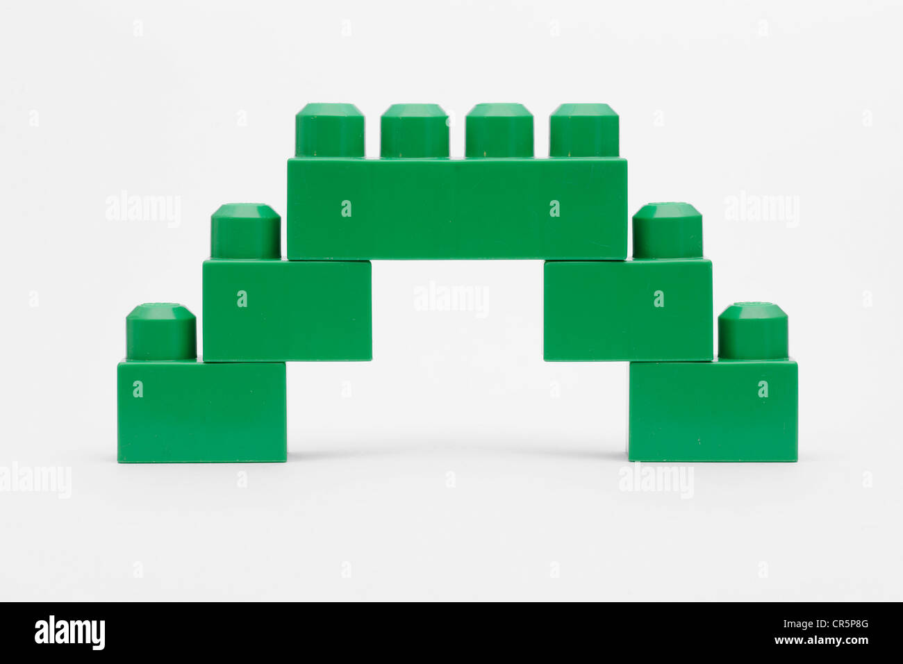 Green bridge made of Lego bricks Stock Photo