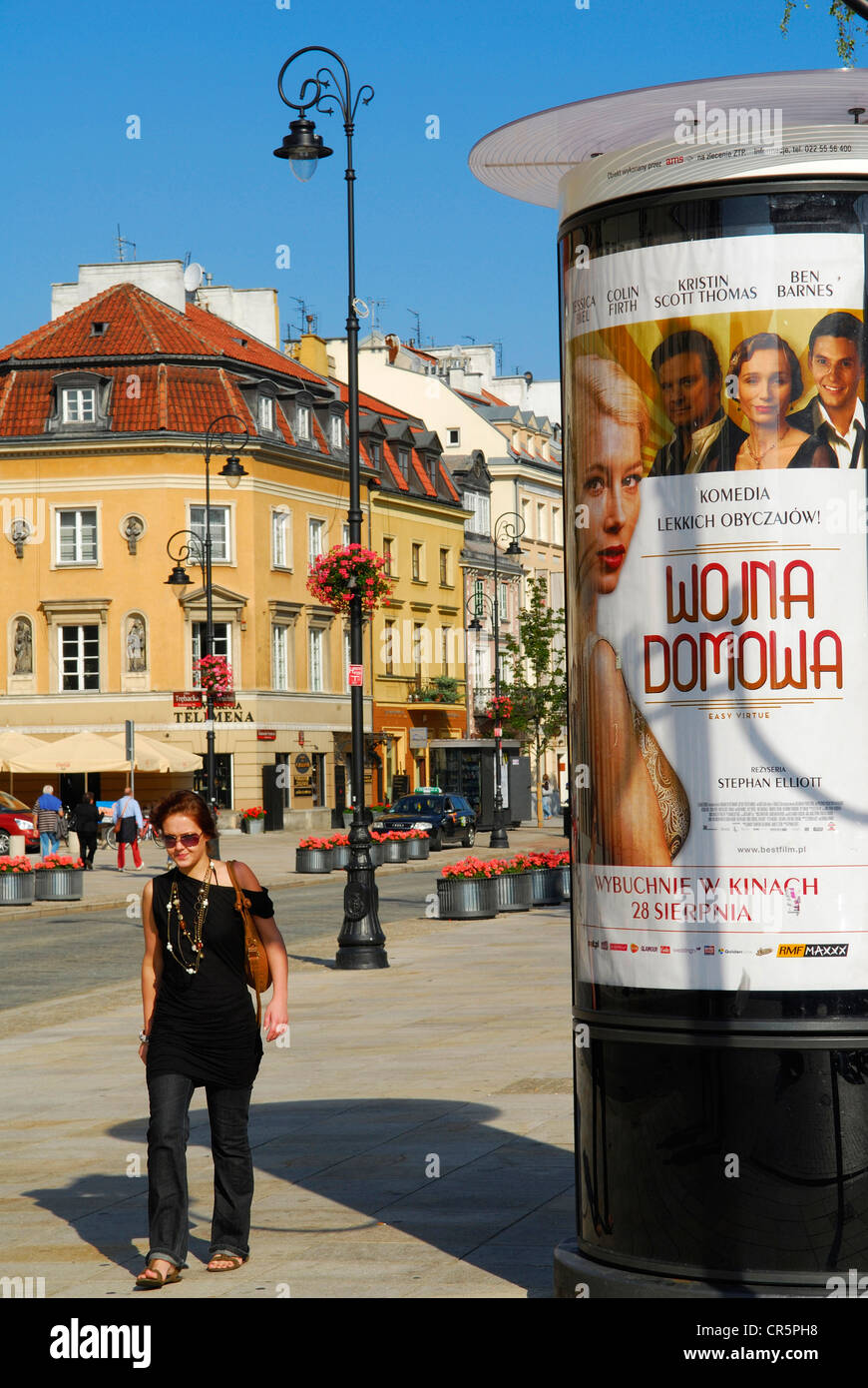 Poland, Warsaw, street scene along Krakowskie Przedmiescie Street Stock Photo