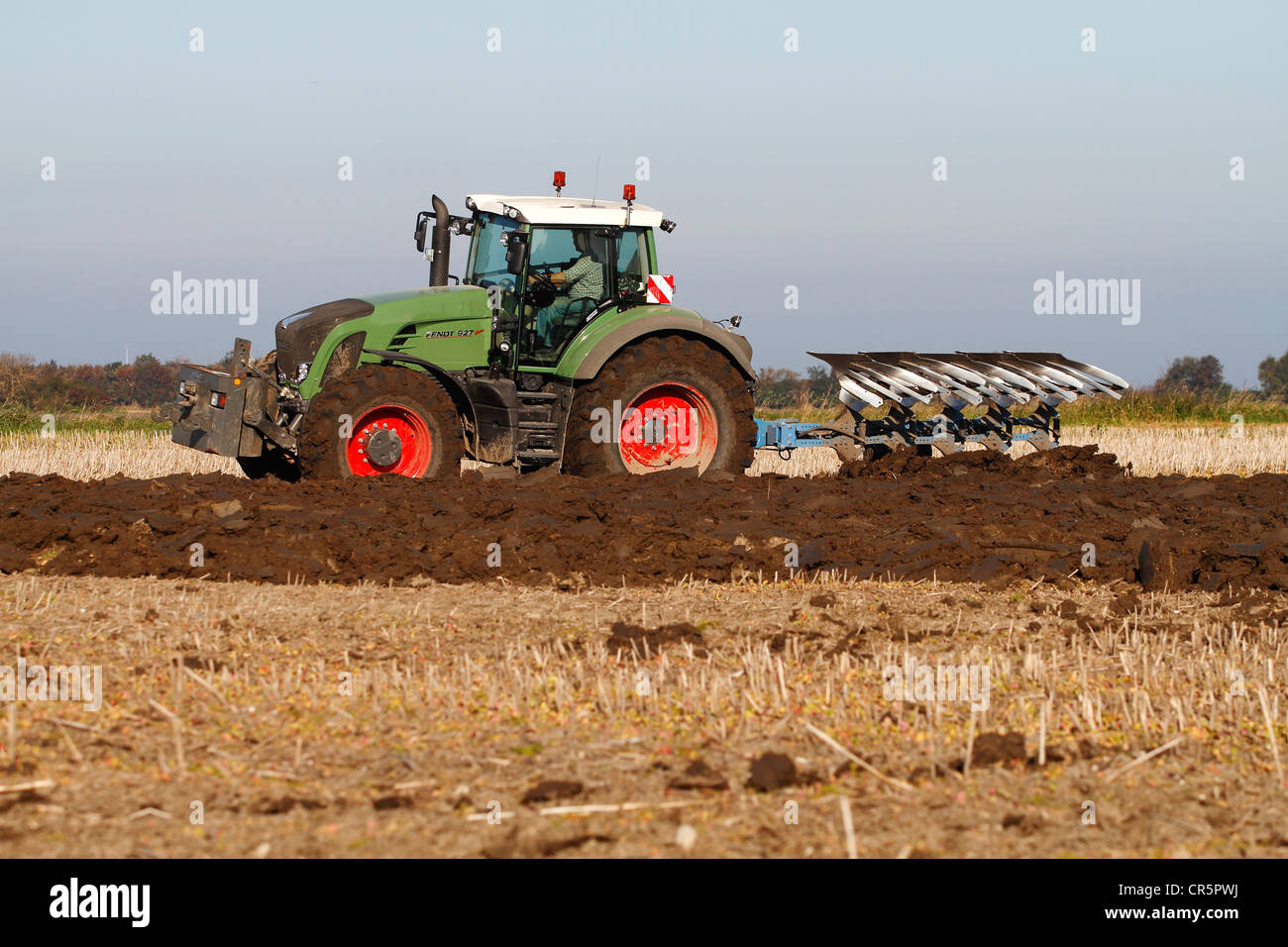 Fendt tractor plowing a field, Baltic island of Fehmarn, East Holstein