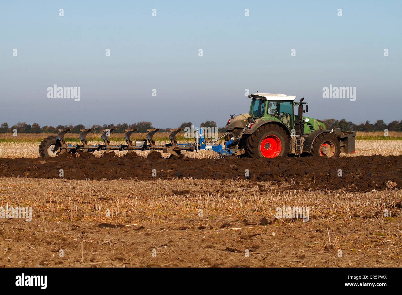 Fendt tractor plowing a field, Baltic island of Fehmarn, East Holstein