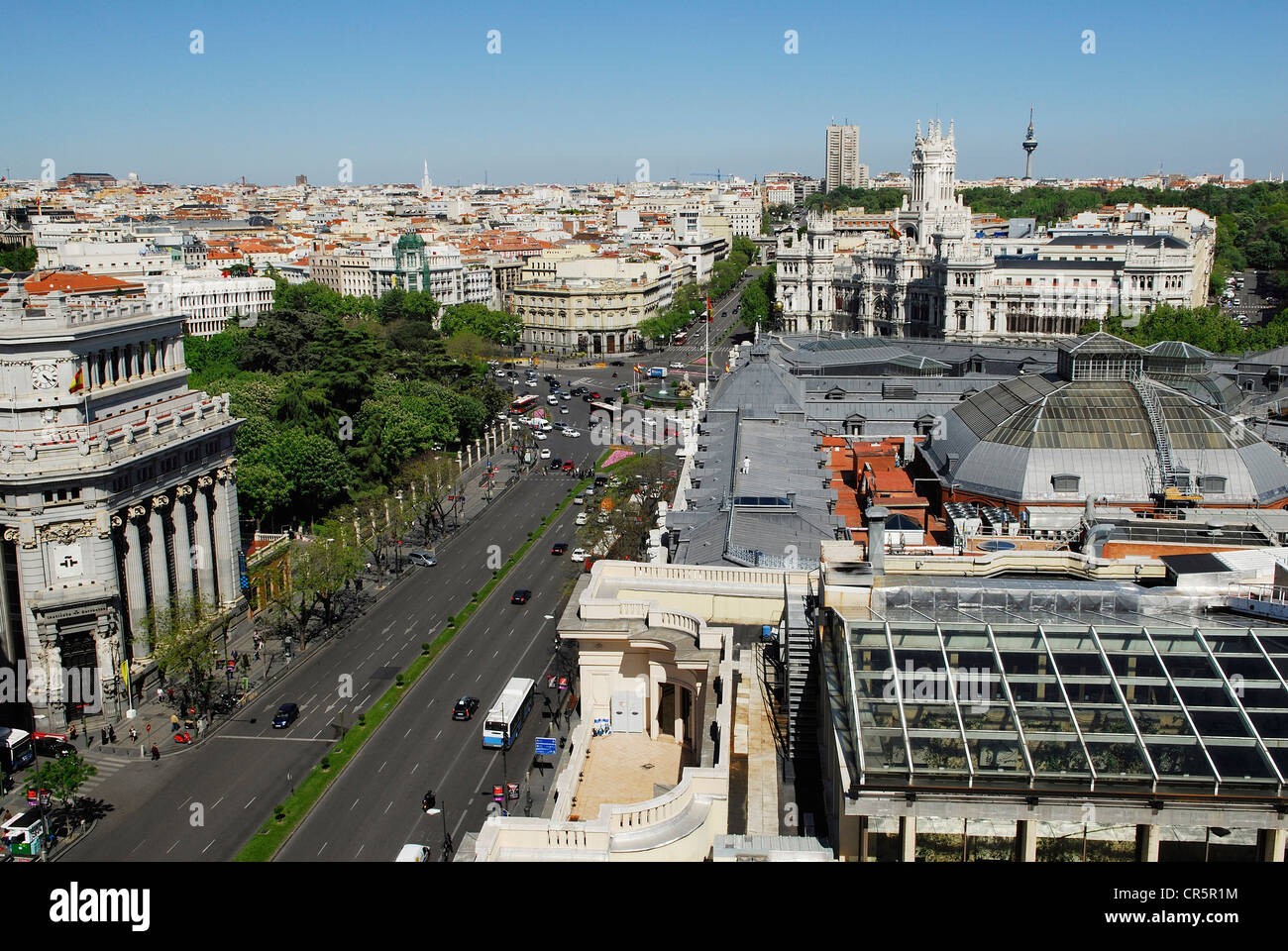 Spain, Madrid, the calle de Alcalá seen from the terrace of the Circulo de Bellas Artes Stock Photo
