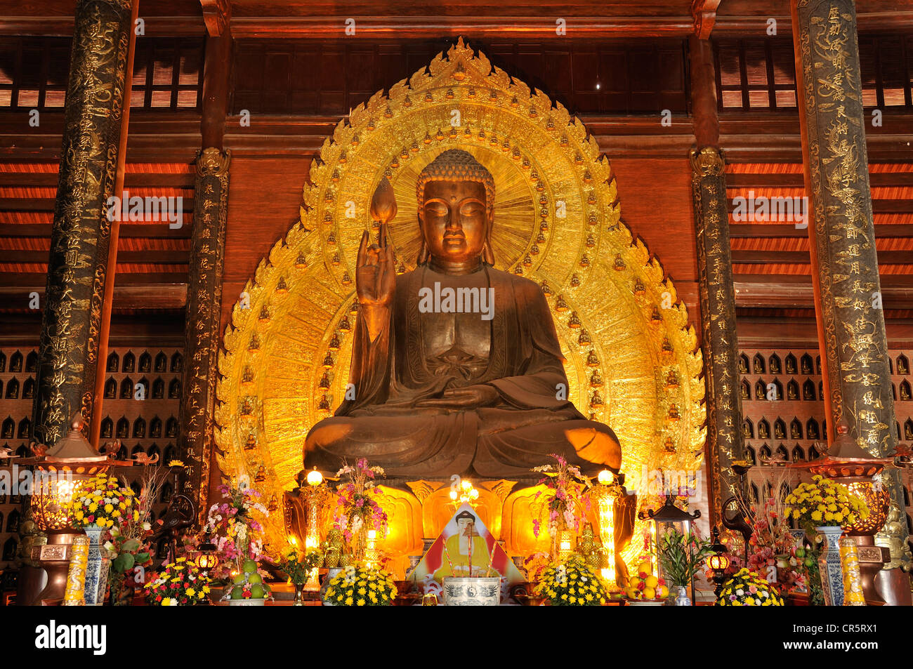 Bronze Buddha statue, Pagoda Chua Bai Dinh, Ninh Binh, Vietnam, Southeast Asia, Asia Stock Photo