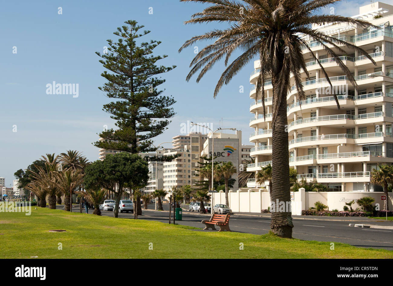 Tower blocks along the shore road in Sea Point near Cape Town, South Africa, Africa Stock Photo