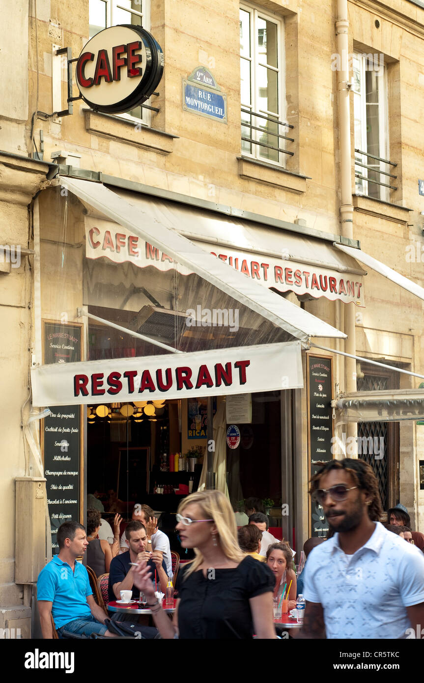 France, Paris, Montorgueil Saint Denis District, cafe Stock Photo