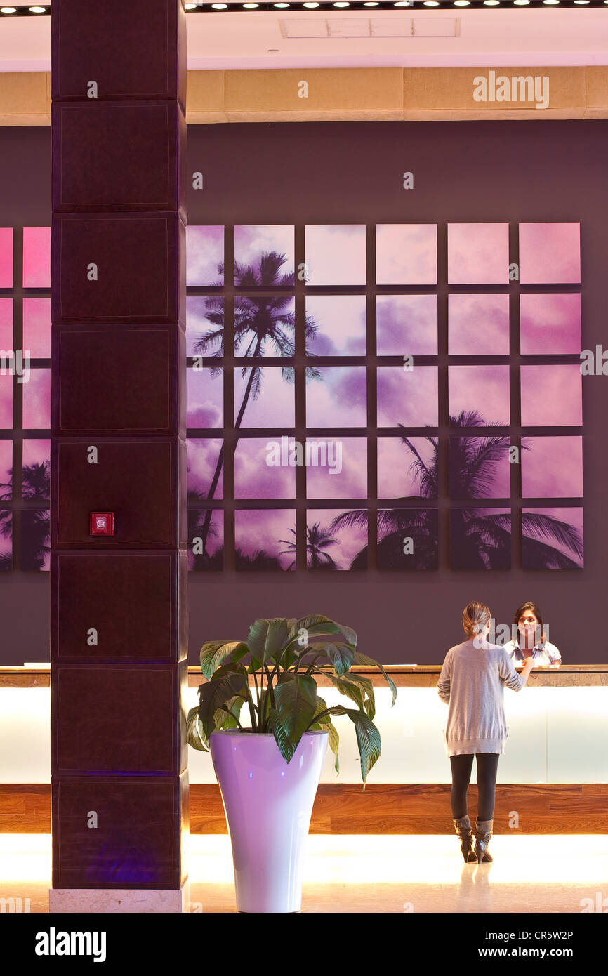 United States, Florida, Miami Beach, South Beach, Gansevoort South hotel, reception Stock Photo