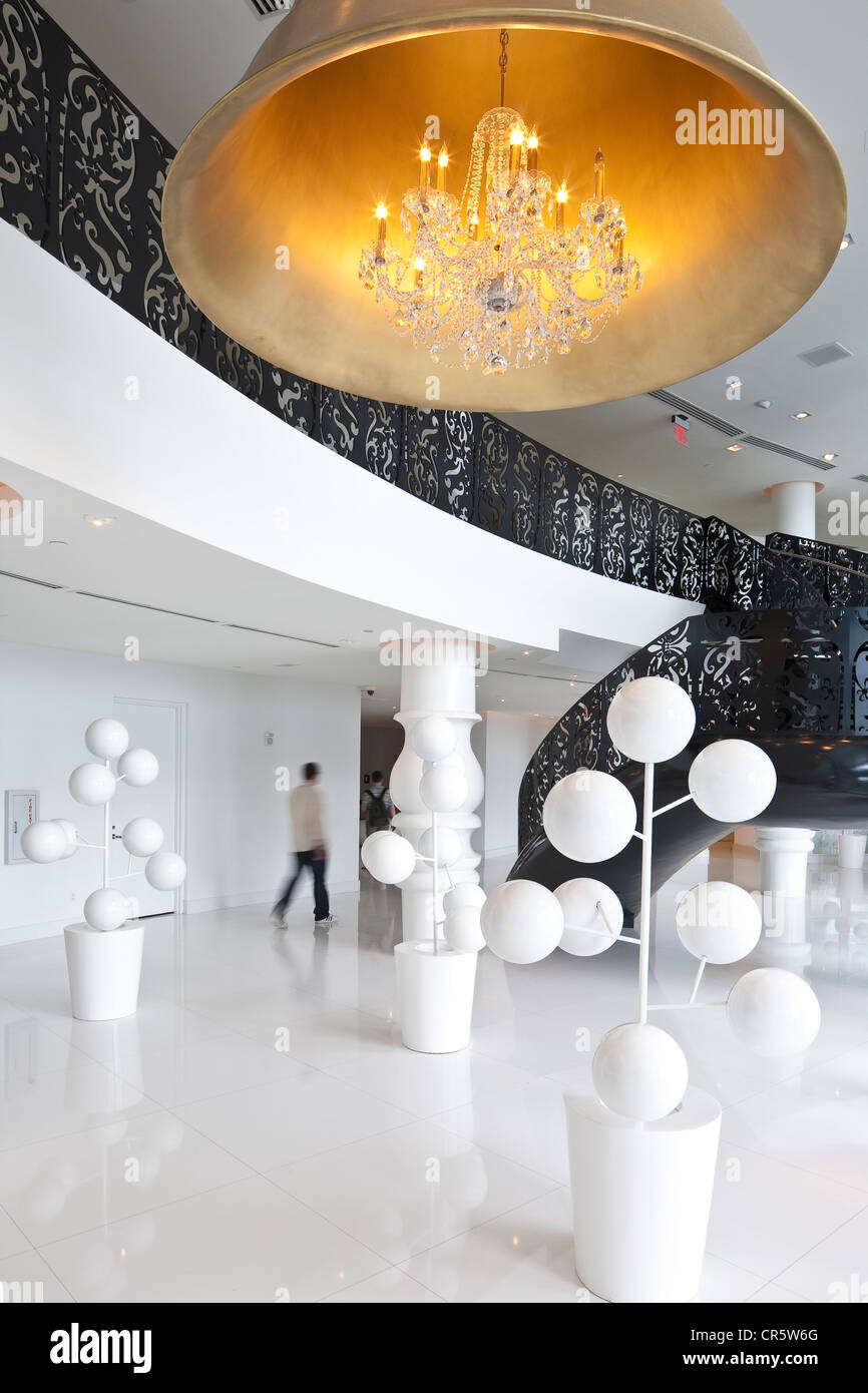 United States, Florida, Miami Beach, South Beach, Mondrian hotel by Dutch Designer Marcel Wanders, lounge in lobby Stock Photo