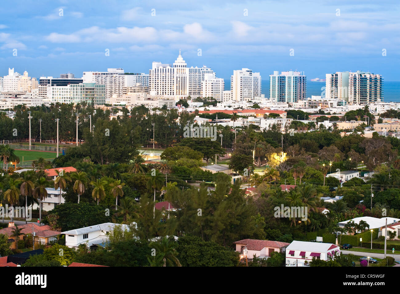 United States, Florida, Miami, view over South Beach and Atlantic Ocean Stock Photo