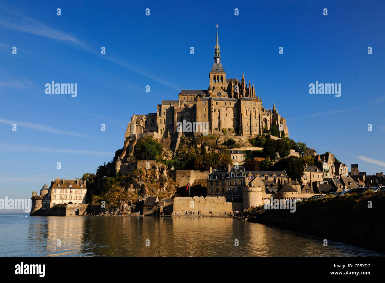 France, Manche, Mont Saint Michel at high tide, UNESCO World Heritage Stock Photo