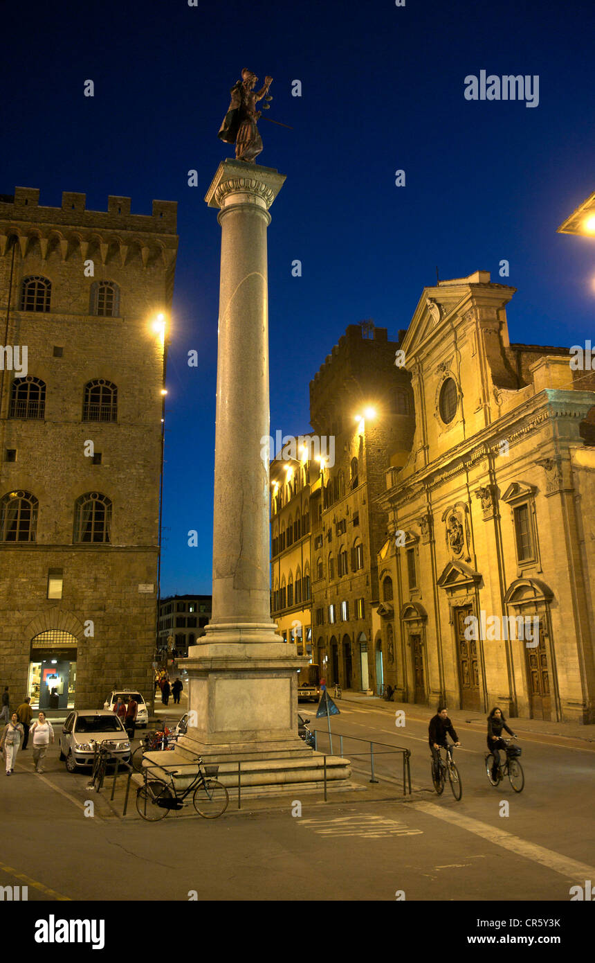 Italy, Tuscany, Florence, historical centre UNESCO World Heritage, Santa Trinita Piazza and Church Stock Photo