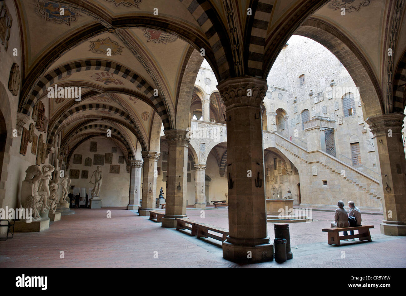 Italy, Tuscany, Florence, historical centre UNESCO World Heritage, Museo Nazionale del Bargello, the courtyard Stock Photo