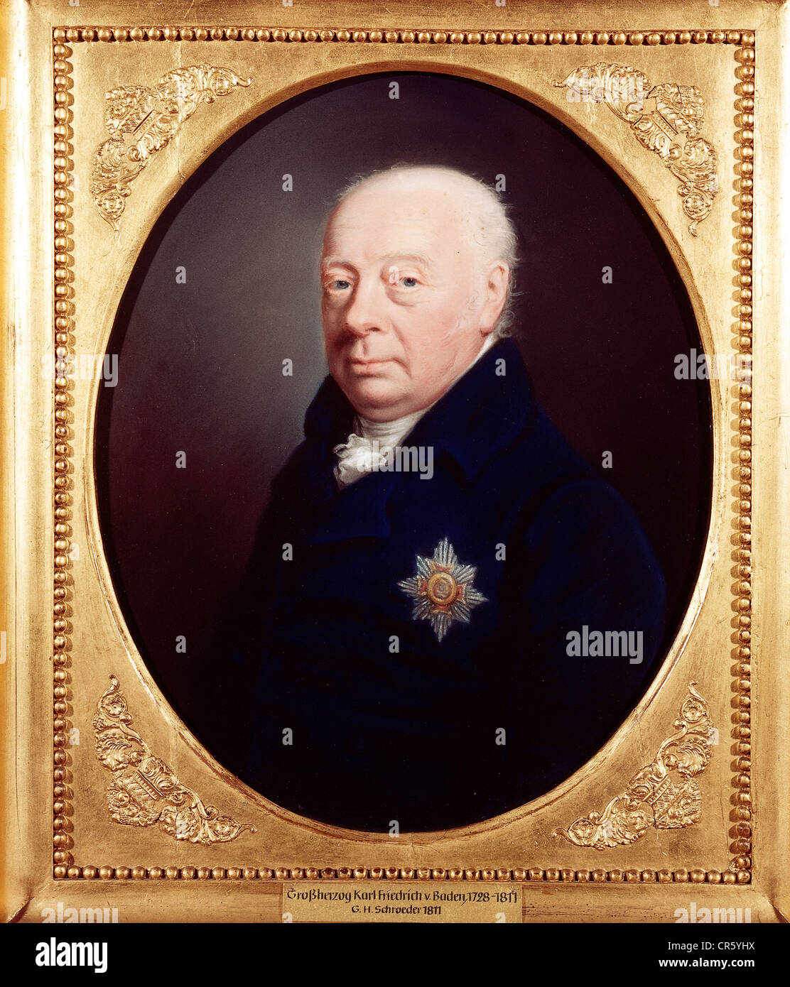 Charles Frederick, 22.11.1728 - 10.6.1811, Grand Duke of Baden 1806 - 1811, portrait, painting by G. H. Schroeder, 1811, New Castle Baden-Baden, Stock Photo