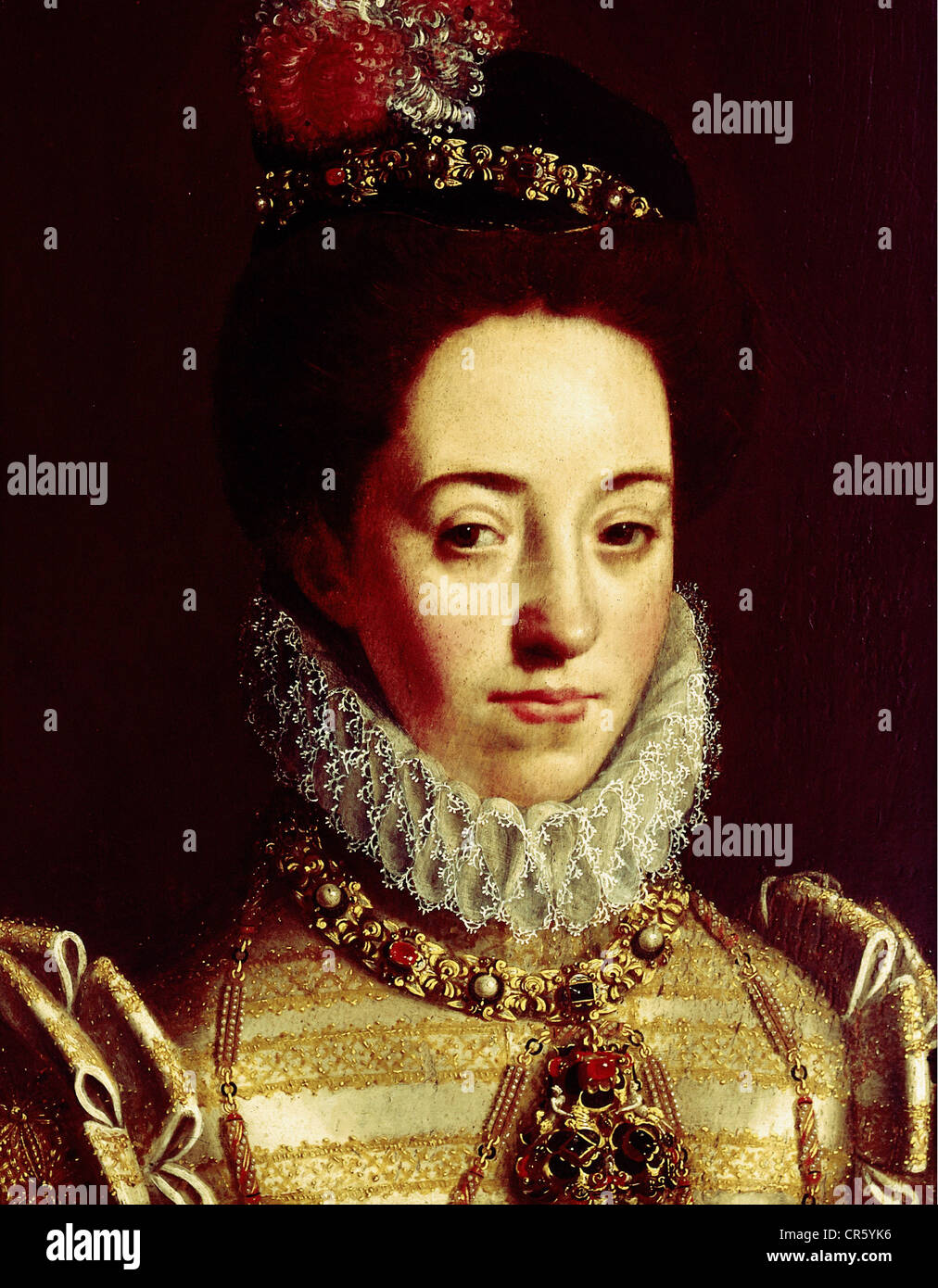Magdalene, 2.11.1553 - 9.8.1633, Duchess of Palatinate-Zweibruecken 1579 - 1604, portrait, painting by Antoine Caron (1515 - 1593), municipal museum, Cleves, Stock Photo