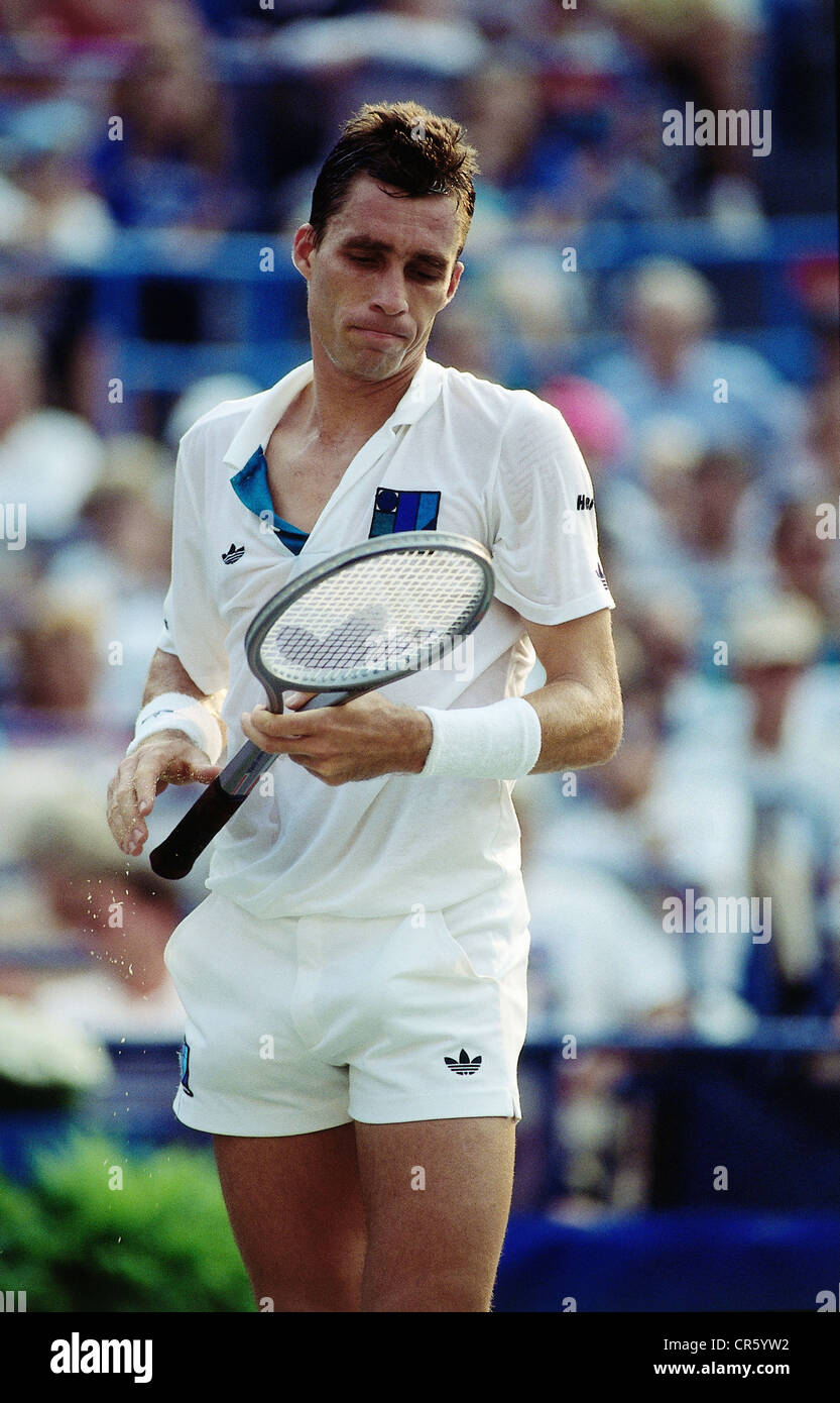 Lendl, Ivan, * 7.3.1960, Czech tennis player, half length, playing, US  Open, Flushing Meadows, New York, 1989 Stock Photo - Alamy
