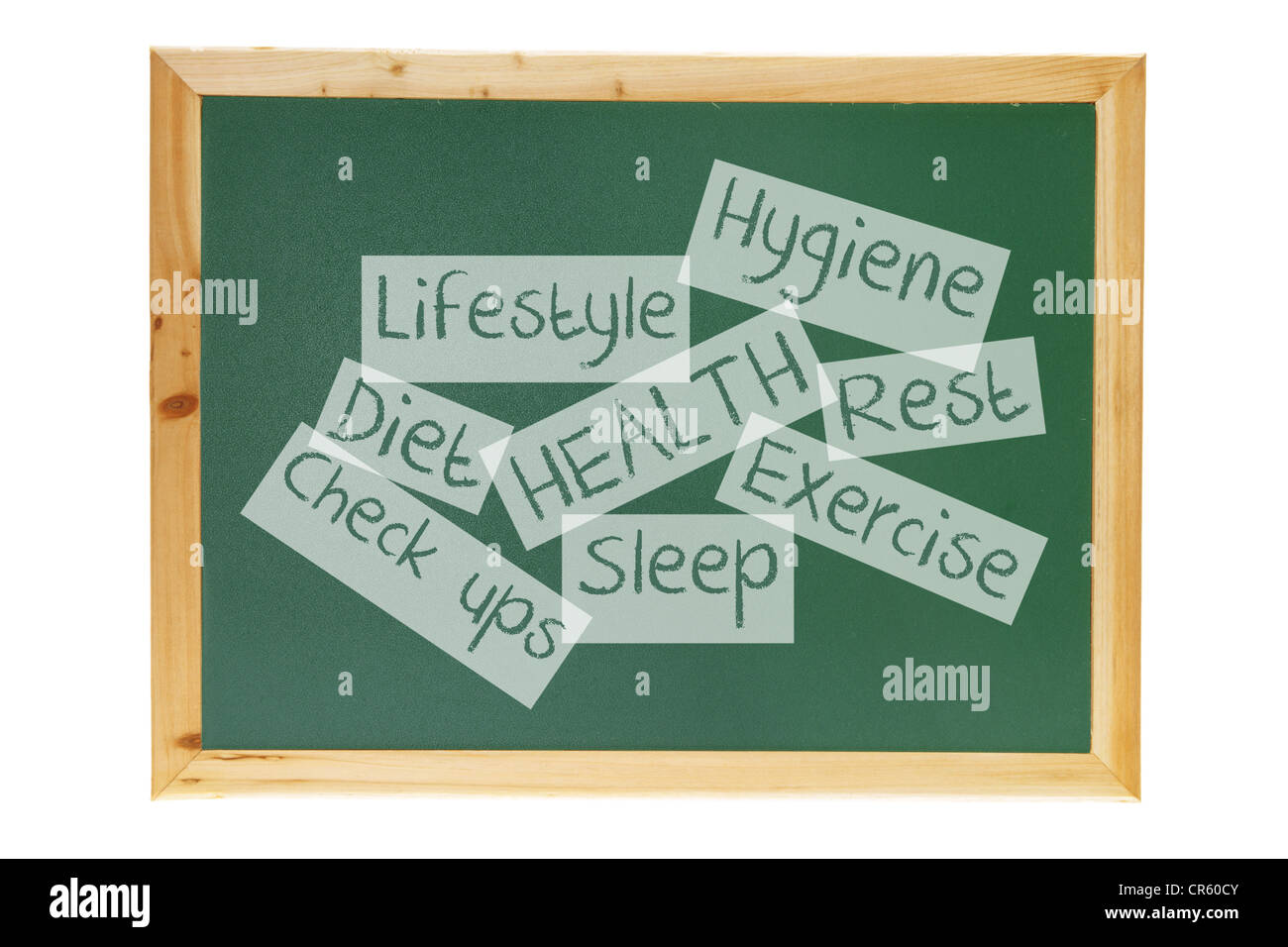 Blackboard with Health Concept Messages Stock Photo Alamy