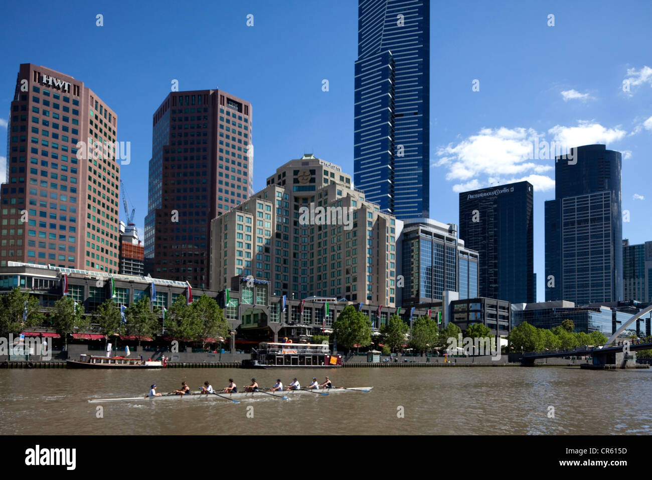 Australia, Victoria, Melbourne, the Yarra river and Eureka tower by architect firm Nation Fender