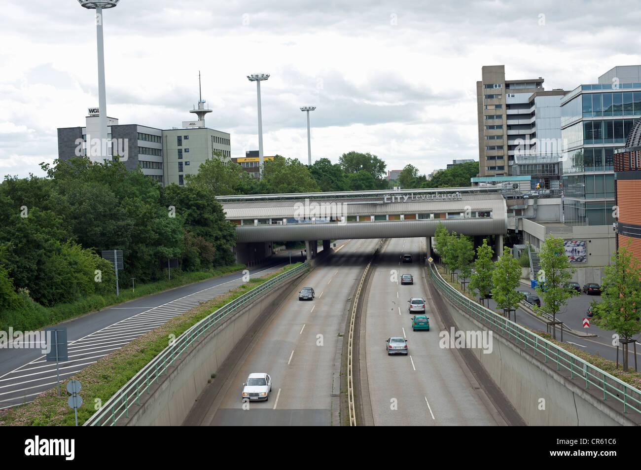 The modern German city of Leverkusen Stock Photo