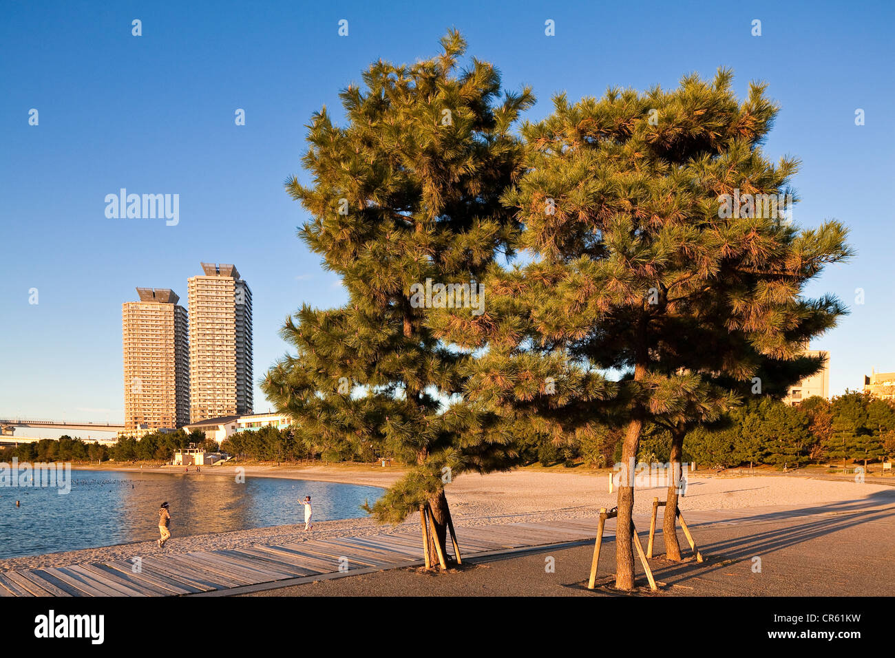 Japan, Honshu Island, Tokyo, Odaiba Seaside Park, artificial beach Stock Photo