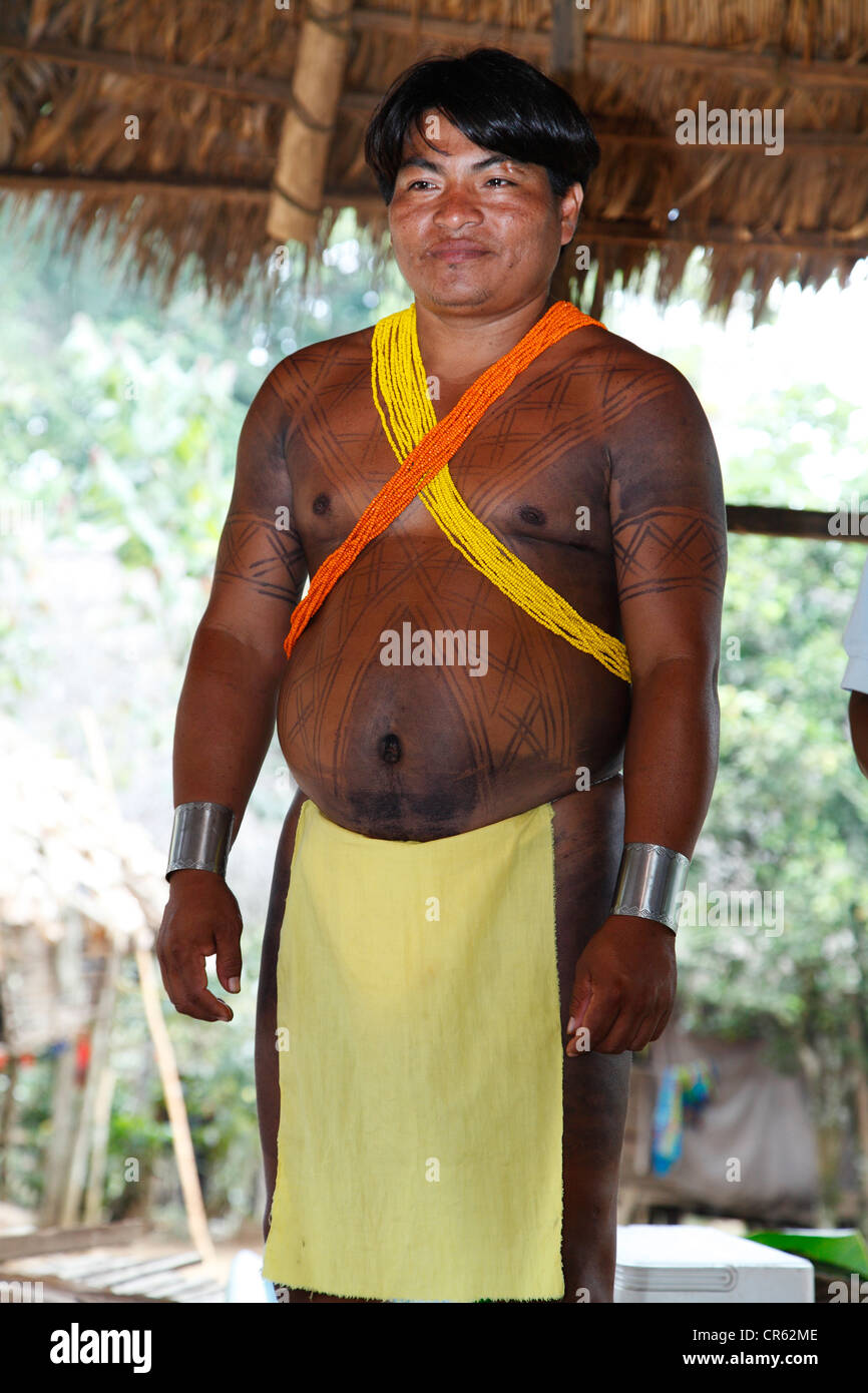 Embera Indian Chief From The Embera Puru In Panama Stock Photo