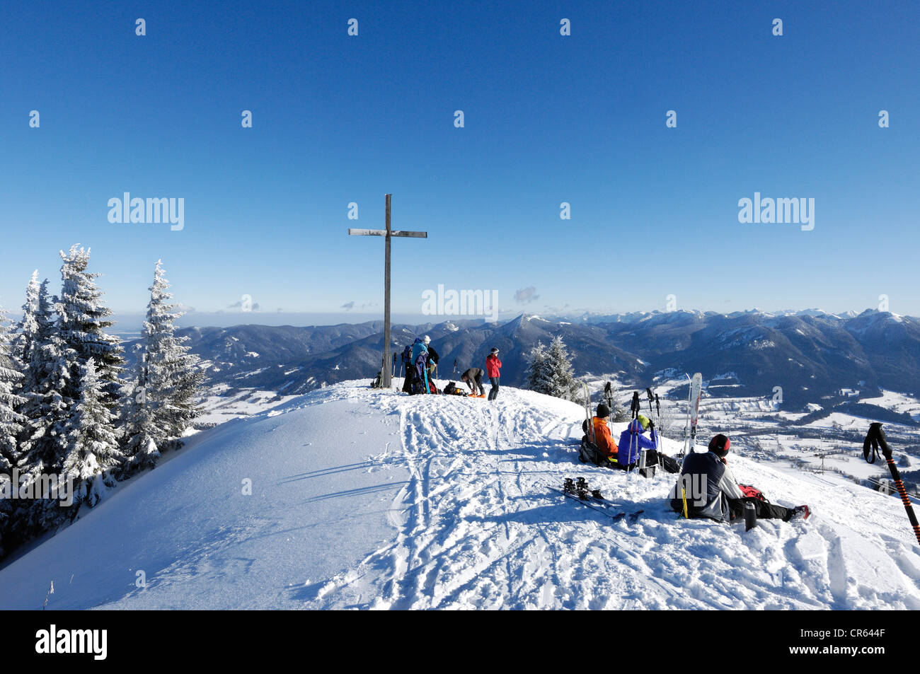 Summit of Brauneck Mountain, Lenggries, Isarwinkel, Upper Bavaria, Bavaria, Germany, Europe, PublicGround Stock Photo