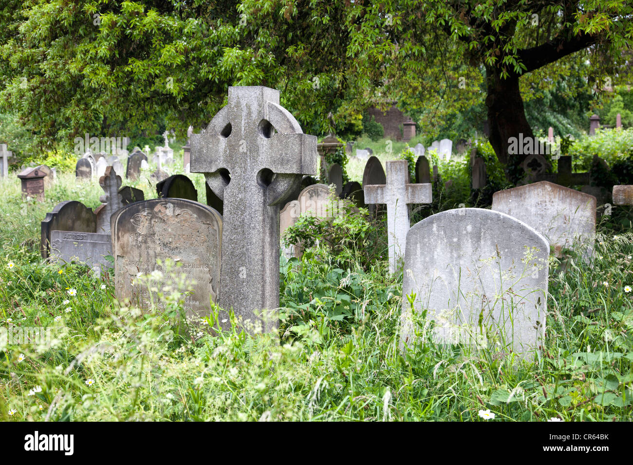 Brompton Cemetery Graves - London UK Stock Photo