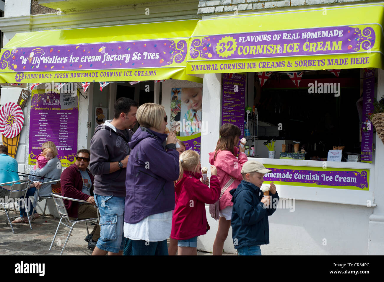 St Ives, Cornwall, England, UK Cornish Ice Cream Stand Stock Photo