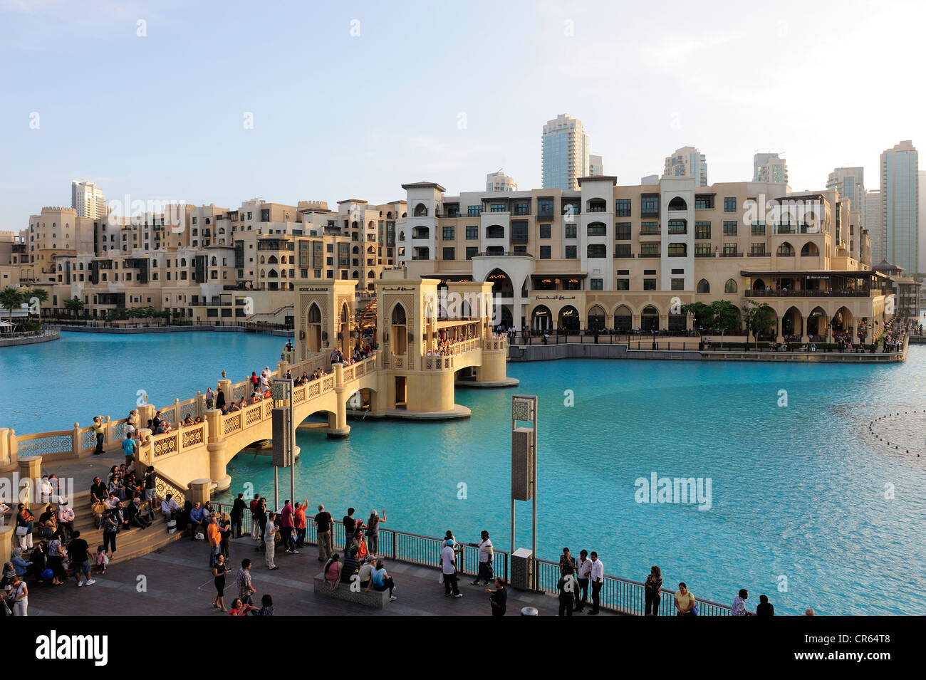 Souk Al Bahar, Dubai Business Bay, downtown Burj Dubai, Dubai, United Arab Emirates, Middle East, Asia Stock Photo