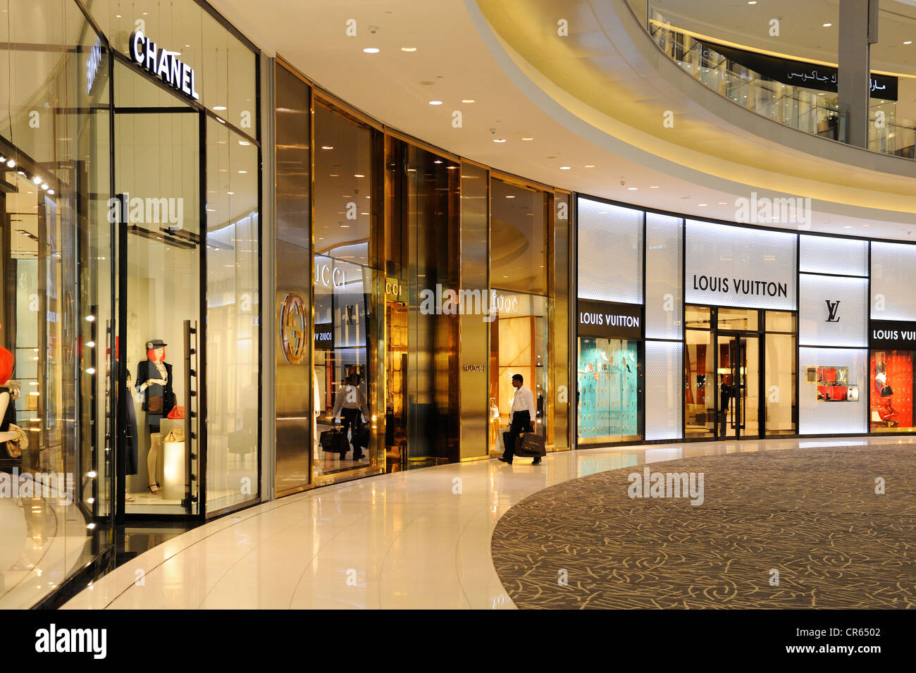 Louis Vuitton, Chanel, Gucci, at the Fashion Avenue, with 70 world brand shops of the Haute Couture,  Mall, Stock Photo