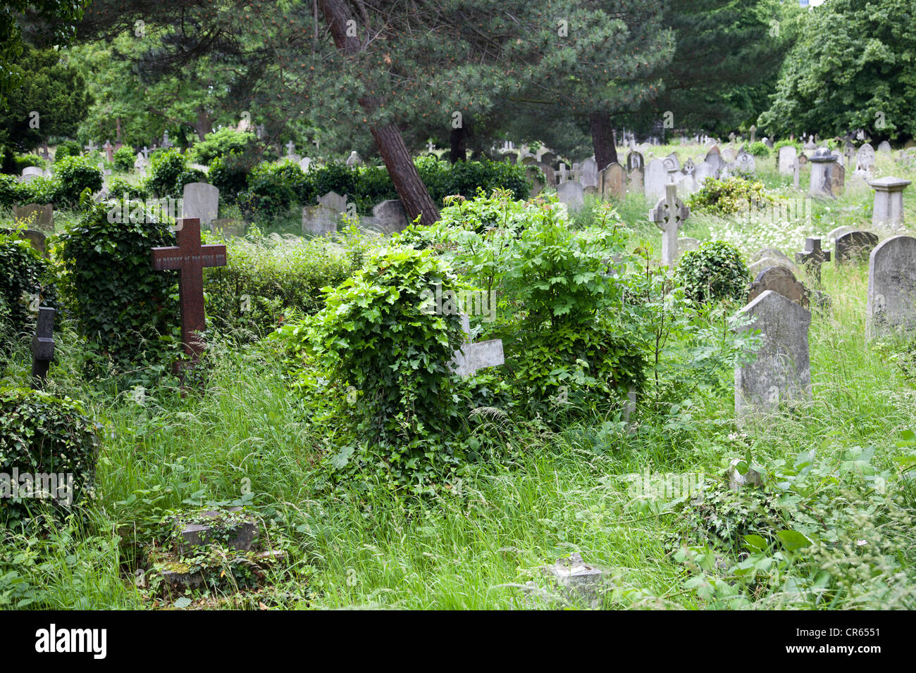 Brompton Cemetery Graves - London UK Stock Photo