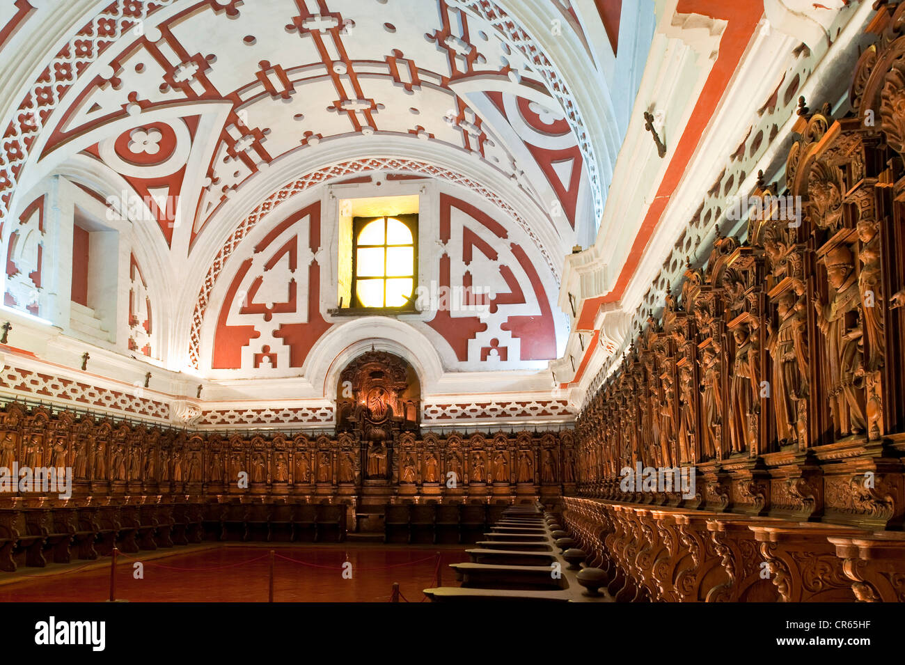 Peru, Lima, historical center UNESCO World Heritage, San Francisco Church, the choir stalls in cedar wood, 17th century Stock Photo
