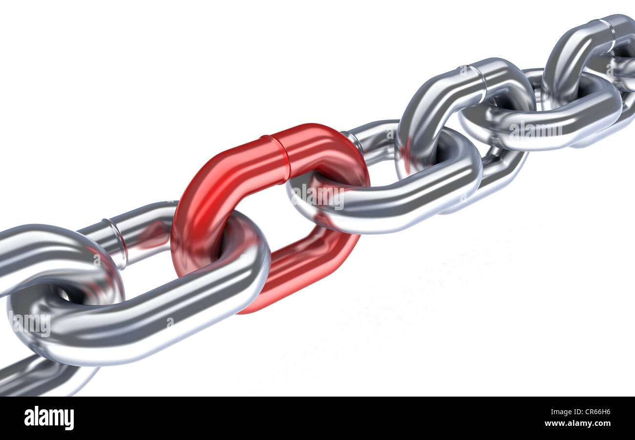 Red chain (done in 3d, isolated) Stock Photo
