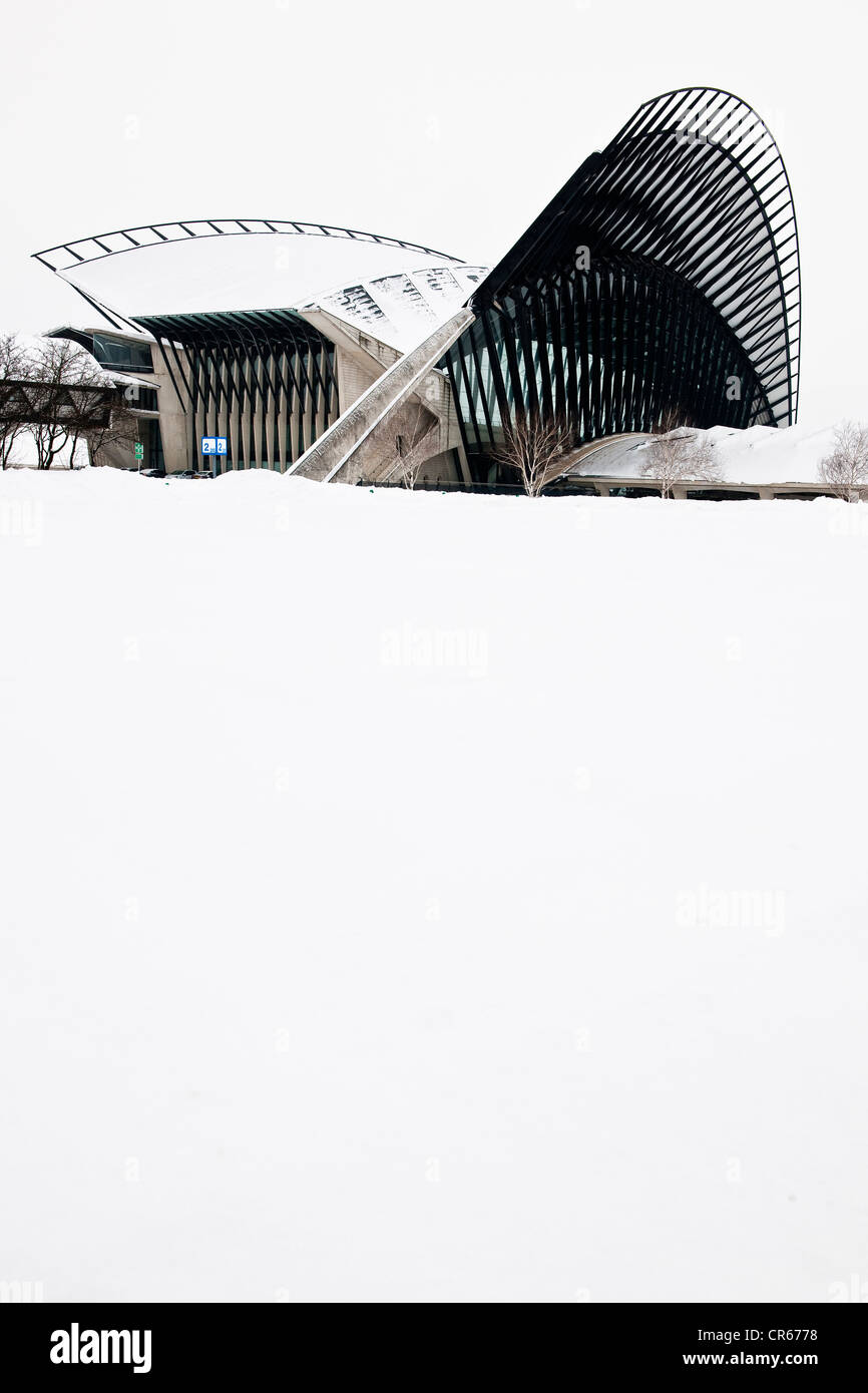 France, Rhone, Lyon, Lyon Saint Exupery Airport TGV Railway Station by the architect Santiago Calatrava Valls Stock Photo