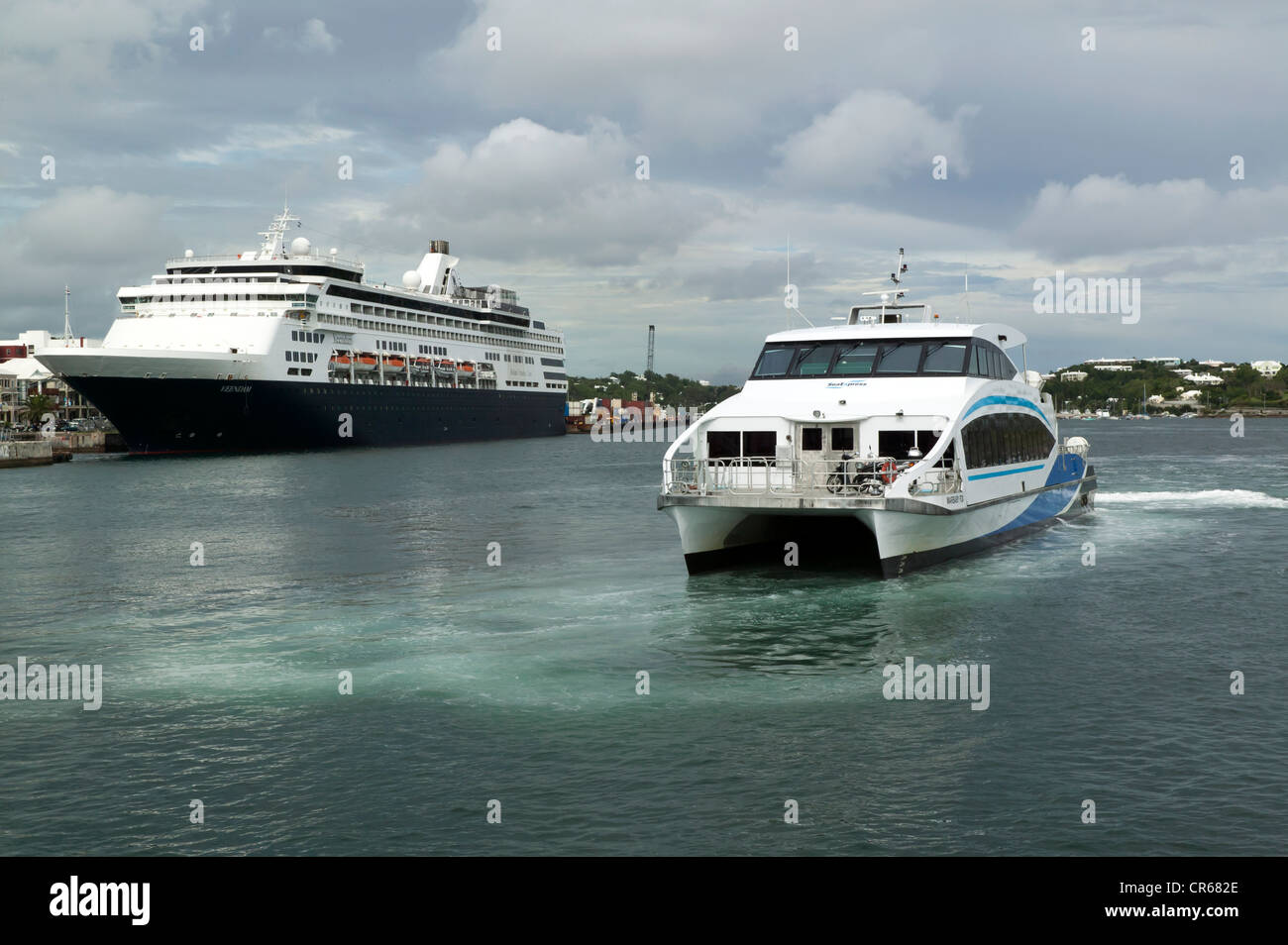 The cruise ship Veendam moored up at No.1 Passenger Terminal, as the ...