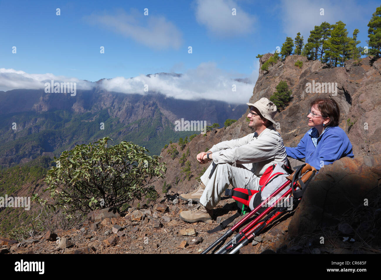 Spain, Canary Islands, La Palma, Man and woman looking at view Stock Photo