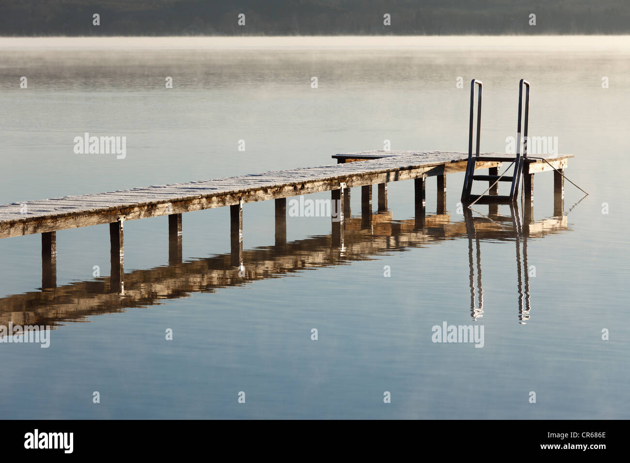 Germany, Bavaria, Footbridge at Lake Starnberg Stock Photo