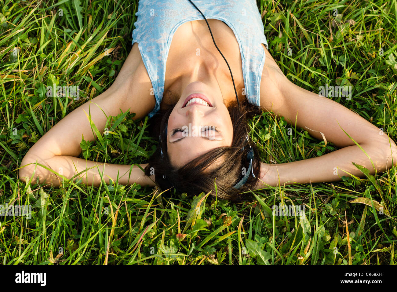 music in grass Stock Photo