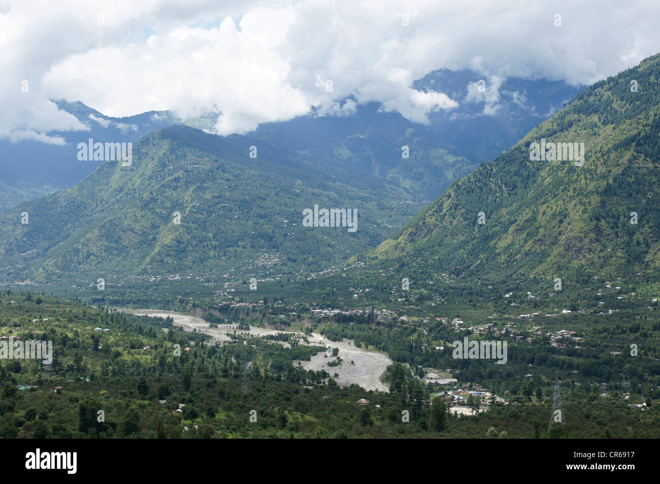 nagger, kullu valley with river beas, himachal pradesh, india Stock Photo