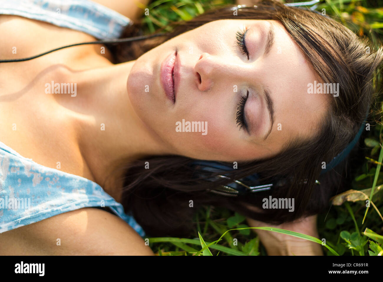 music in grass Stock Photo