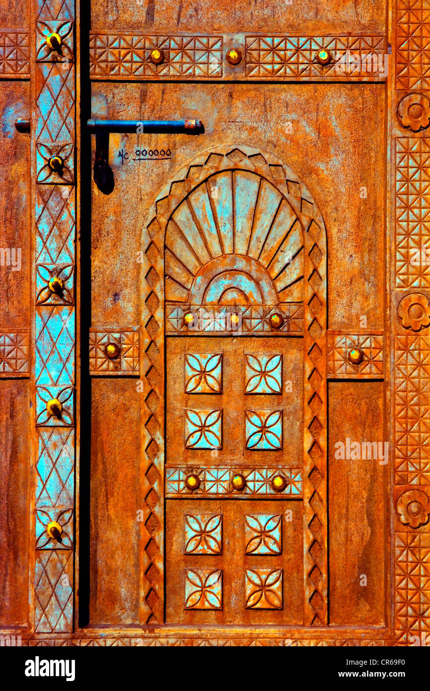 A traditional door in Sharquiya region of Oman Stock Photo