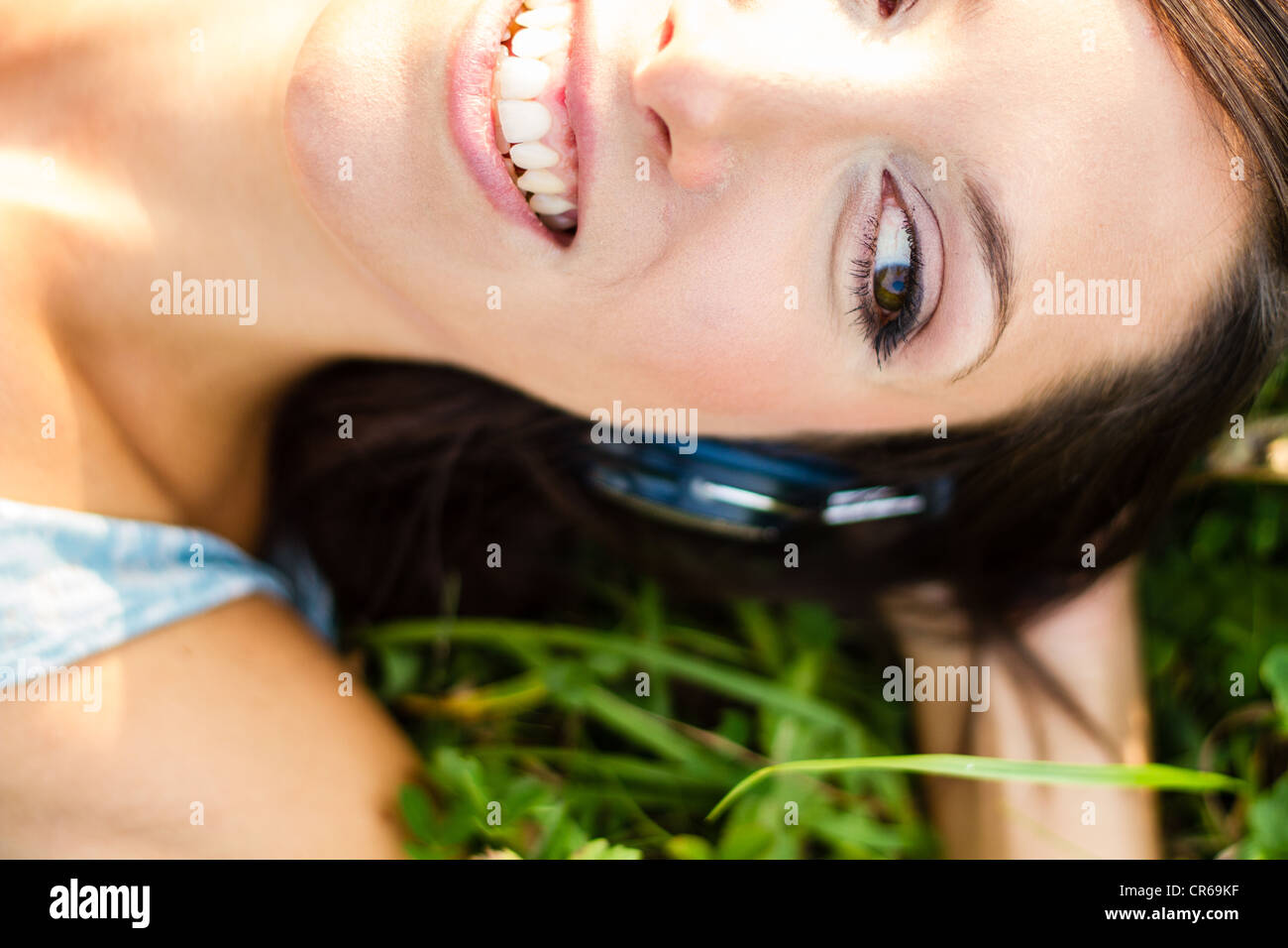 music in grass Stock Photo