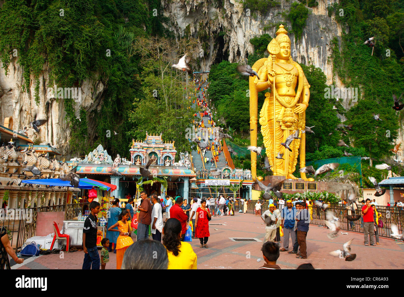 Statue of the God Murgan, Hindu festival Thaipusam, Batu Caves limestone caves and temples, Kuala Lumpur, Malaysia Stock Photo